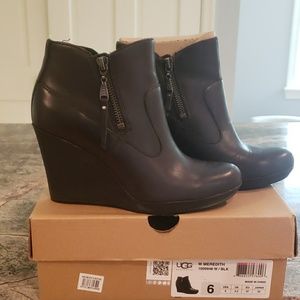 Ugg black wedge booties